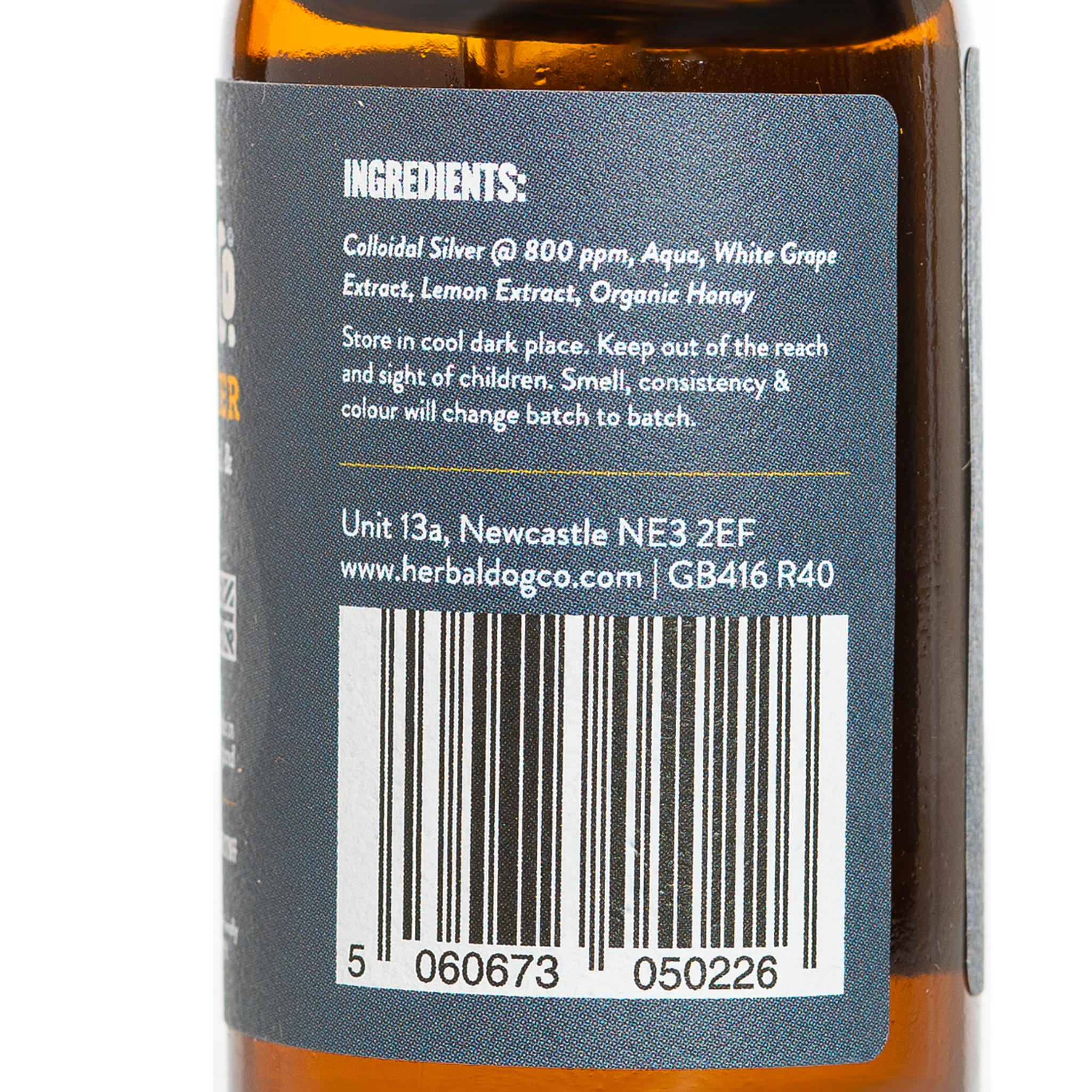 seasonal soother tonic from Herbal dog co. ingredient list from the side of the bottle